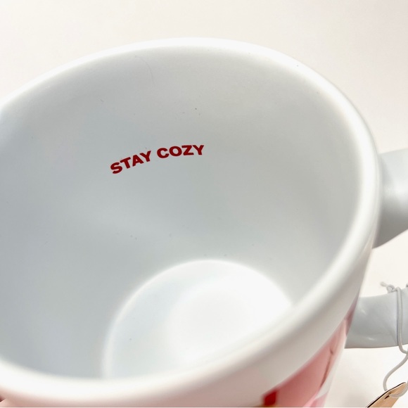 BIG PINK Coffee Mug 29.76 oz. "STAY COZY" Victoria's Secret Pink Red White - Picture 6 of 13